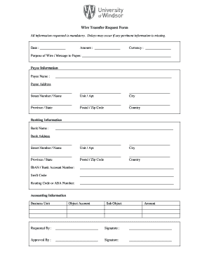 Wire Transfer Request Form