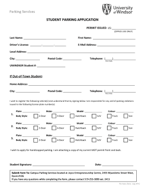 Student Parking Application Form