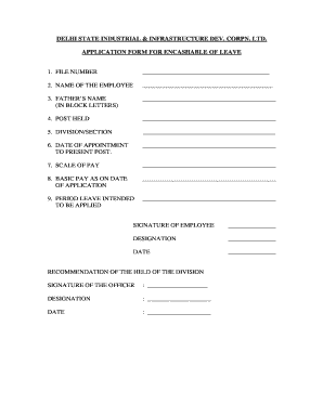 Application Form for Encashable Leave