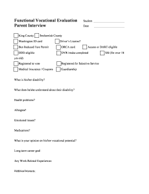 Functional Vocational Evaluation Form