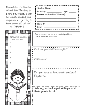 Getting to Know You Student Form