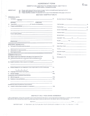 Dissertation Abstracts International Agreement Form