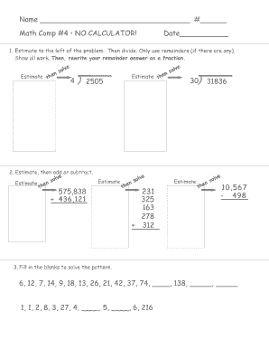 Math Competition Worksheet