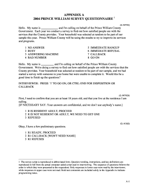 Prince William County Survey Questionnaire