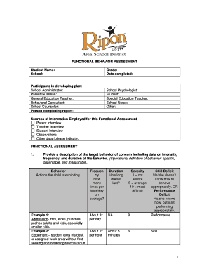 Functional Behavior Assessment Form