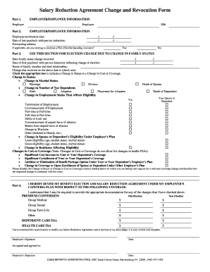 Salary Reduction Agreement Change and Revocation Form
