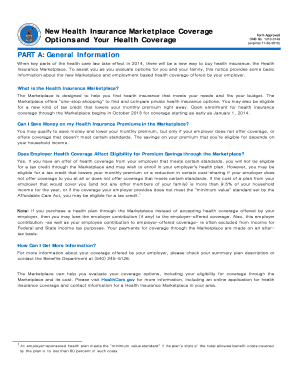 Health Insurance Marketplace Coverage Options Notice