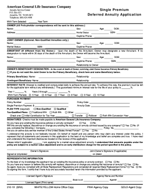 Deferred Annuity Application