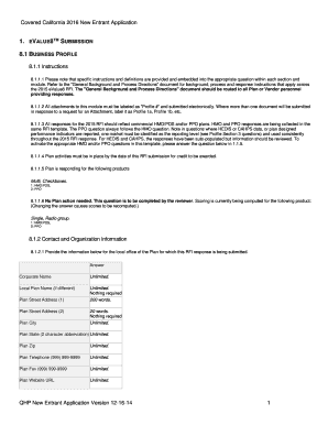 Covered California 2016 New Entrant Application