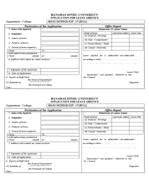 Banaras Hindu University Leave Absence Application