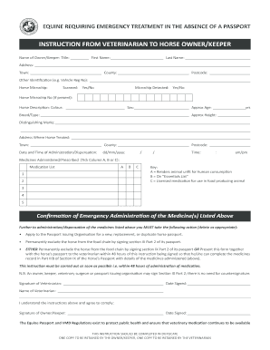 Equine Emergency Treatment Form