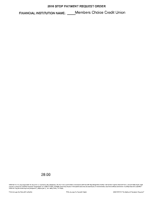 Stop Payment Request Order