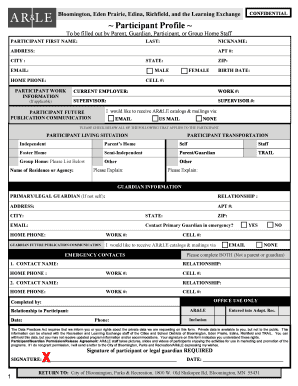 AR&LE Participant Profile Assessment Form