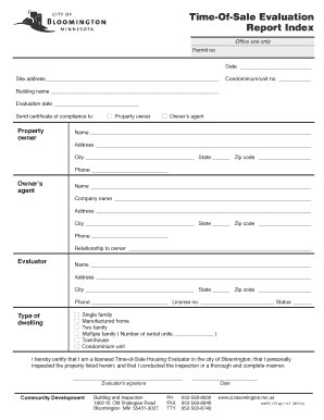 Time-Of-Sale Housing Evaluation Form