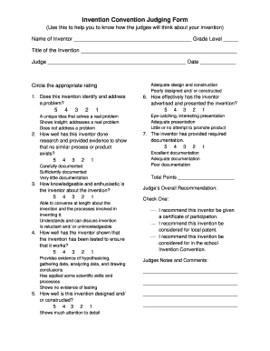 Invention Convention Judging Form