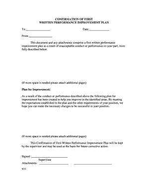 First Written Performance Improvement Plan
