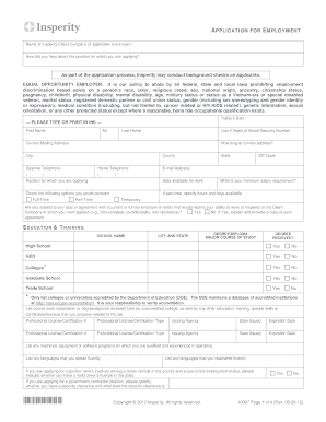 Insperity Employment Application Form