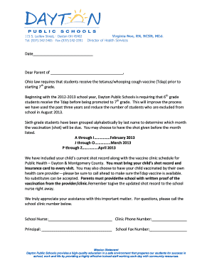Ohio Tdap Vaccine Requirement Notice