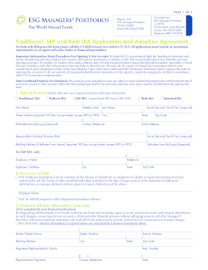 Traditional, SEP and Roth IRA Application and Adoption Agreement