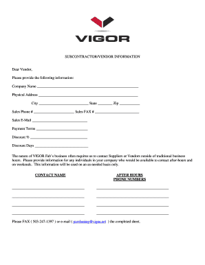 Vendor Information and Certification Forms