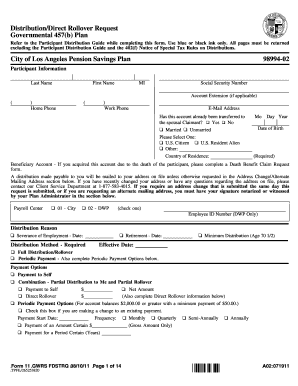 City of Los Angeles Pension Savings Plan Distribution Request