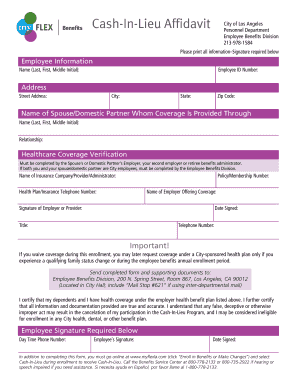 Cash-In-Lieu Affidavit
