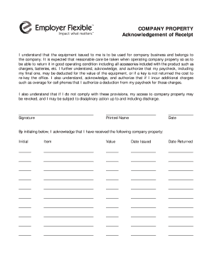 Company Property Acknowledgement Form