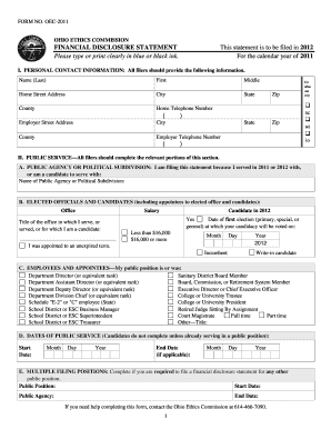 Ohio Ethics Commission Financial Disclosure Statement