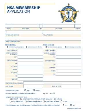 NSA Membership Application
