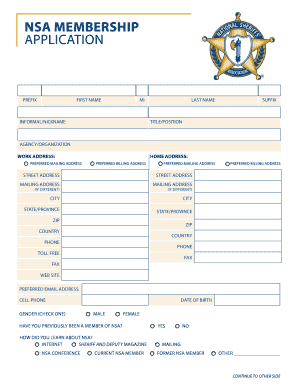 NSA Membership Application