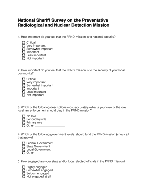 National Sheriff Survey on PRND Mission