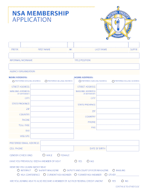 NSA Membership Application