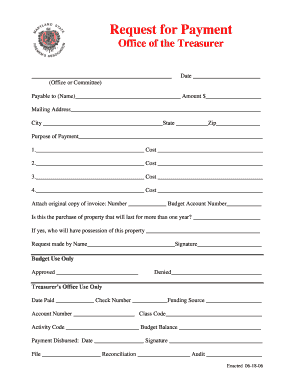 Request for Payment Form