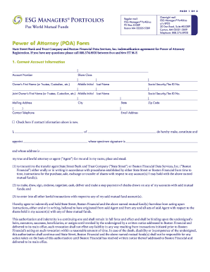 Power of Attorney Form for Mutual Funds