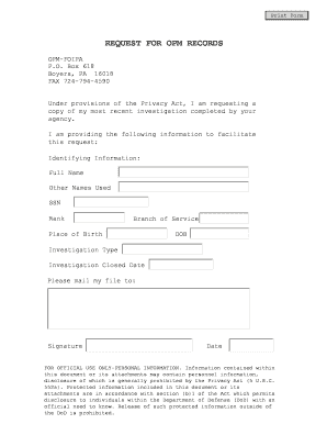 OPM Records Request Form