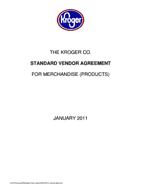 Kroger Standard Vendor Agreement for Merchandise