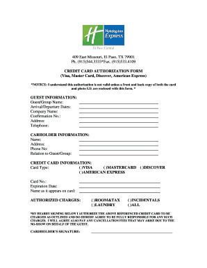 Credit Card Authorization Form