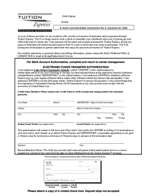 Childcare Tuition Payment Authorization Form