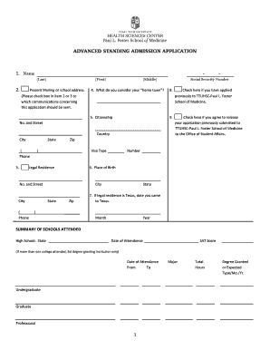 Advanced Standing Admission Application