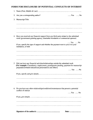 Conflict of Interest Disclosure Form