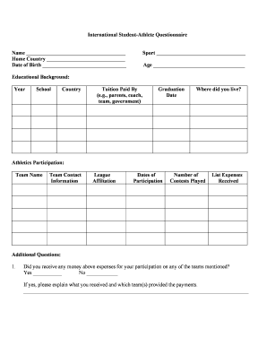 International Student-Athlete Questionnaire
