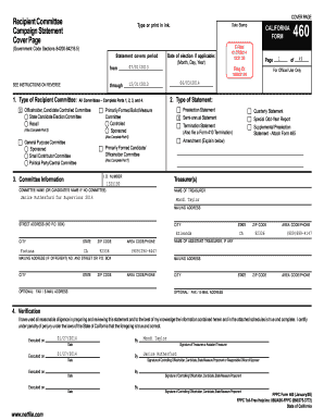 California Form 460 Campaign Statement