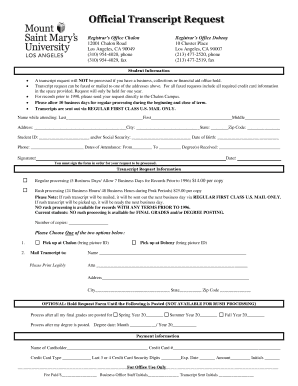 Official Transcript Request Form