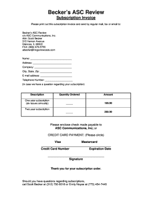 Becker's ASC Review Subscription Invoice