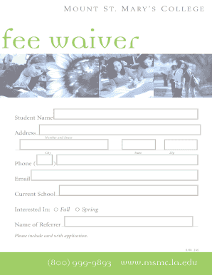Mount St. Mary's College Fee Waiver