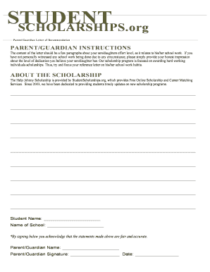 Parent Guardian Letter of Recommendation
