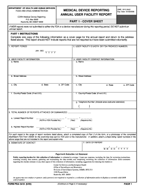 FDA Medical Device Reporting Annual User Facility Report