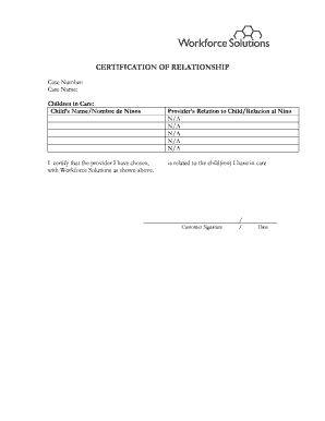 Certification of Relationship