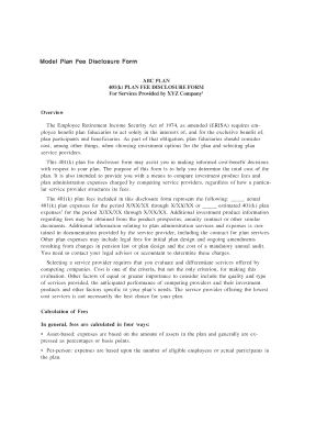 401(k) Plan Fee Disclosure Form