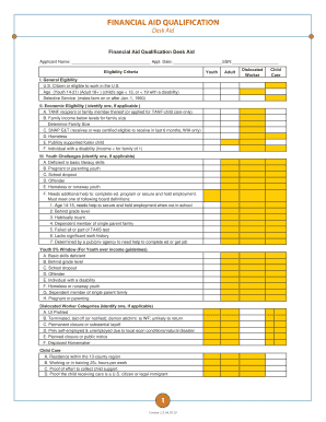 Financial Aid Qualification Form